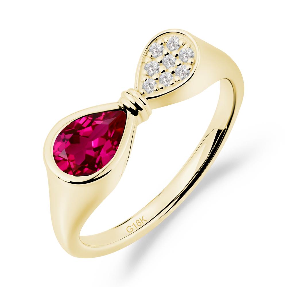 Vintage Pear Cut Ruby Bow Ring - LUO Jewelry #metal_18k yellow gold