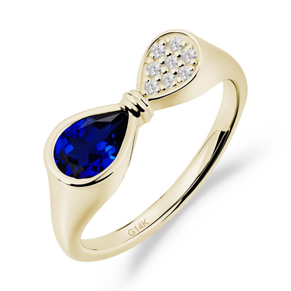 Teardrop Sapphire Infinity Knot Ring - LUO Jewelry #metal_14k yellow gold
