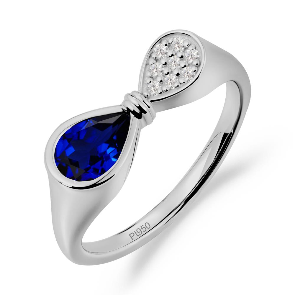Teardrop Sapphire Infinity Knot Ring - LUO Jewelry #metal_platinum