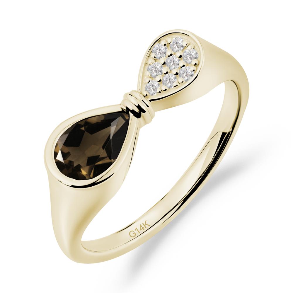 Teardrop Smoky Quartz Infinity Knot Ring - LUO Jewelry #metal_14k yellow gold