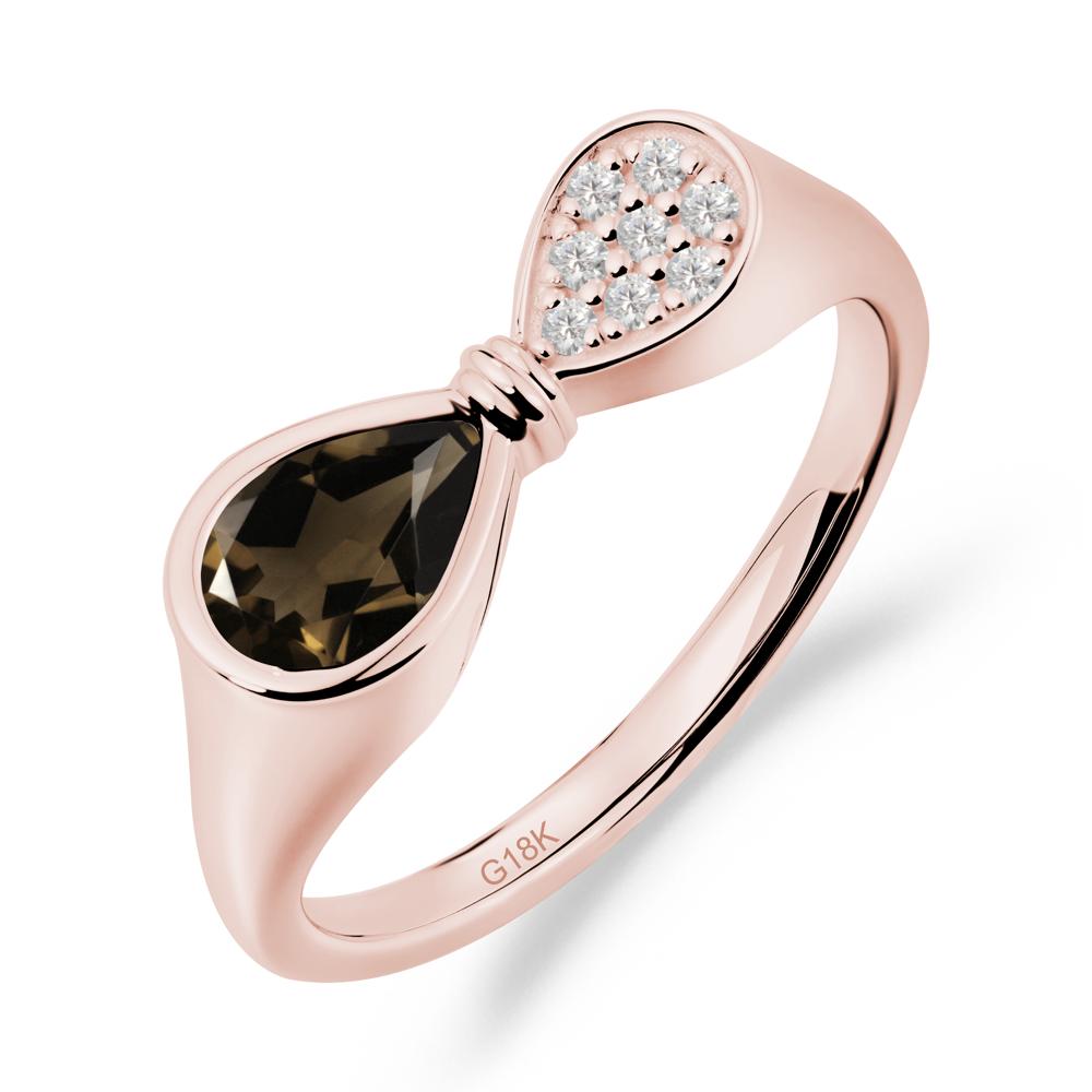 Teardrop Smoky Quartz Infinity Knot Ring - LUO Jewelry #metal_18k rose gold