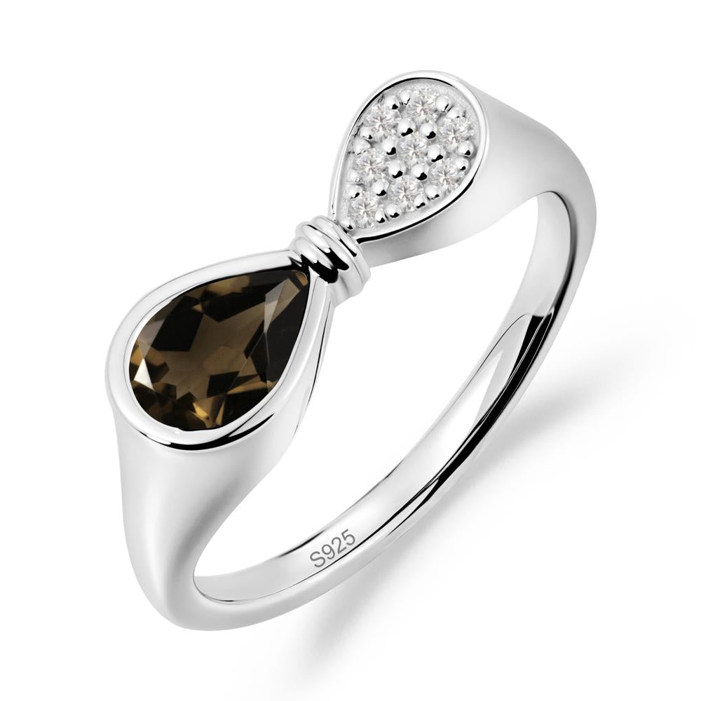 Teardrop Smoky Quartz Infinity Knot Ring - LUO Jewelry #metal_sterling silver