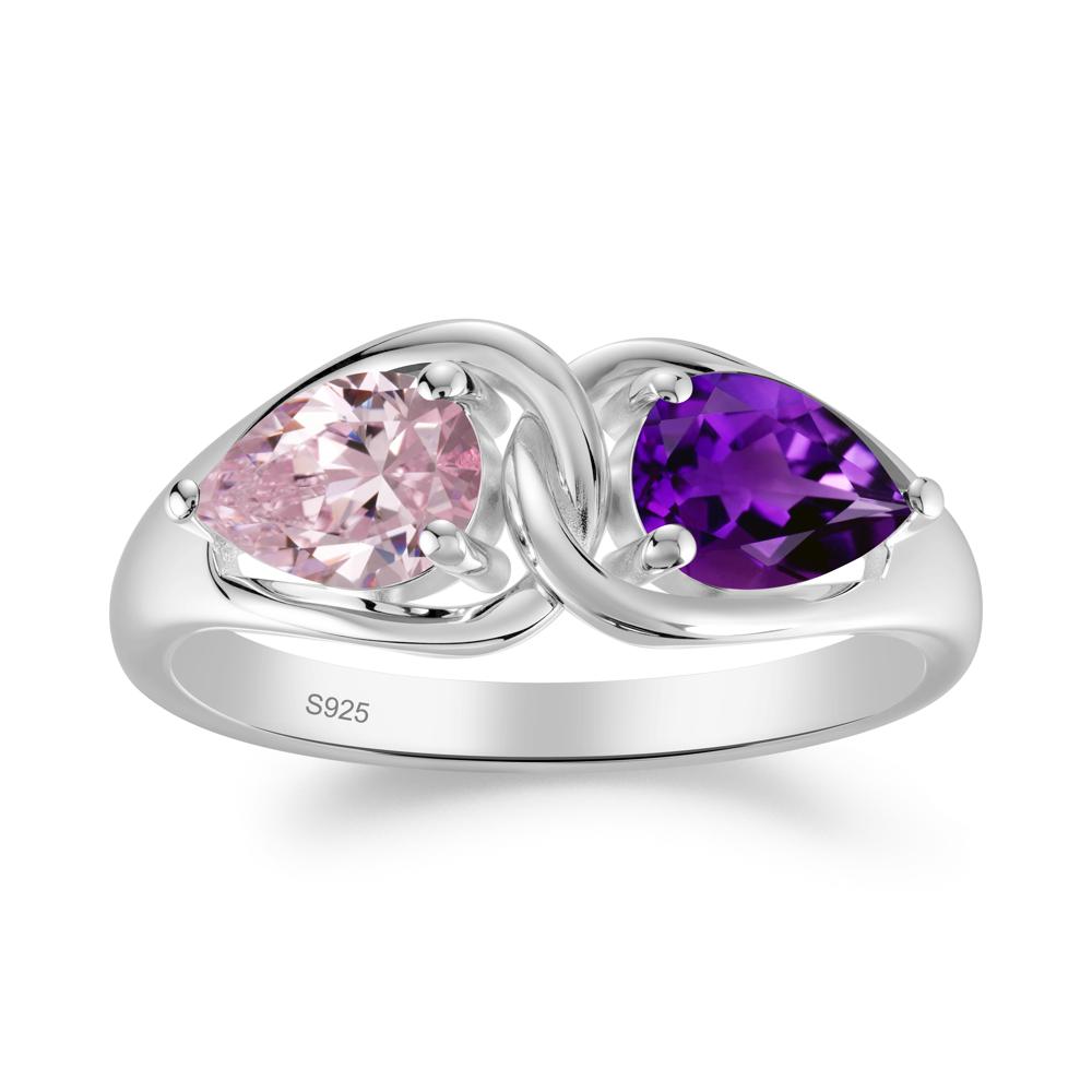 Minimalist Pear Cut Amethyst and Pink Cubic Zirconia Infinity Ring - LUO Jewelry #metal_sterling silver