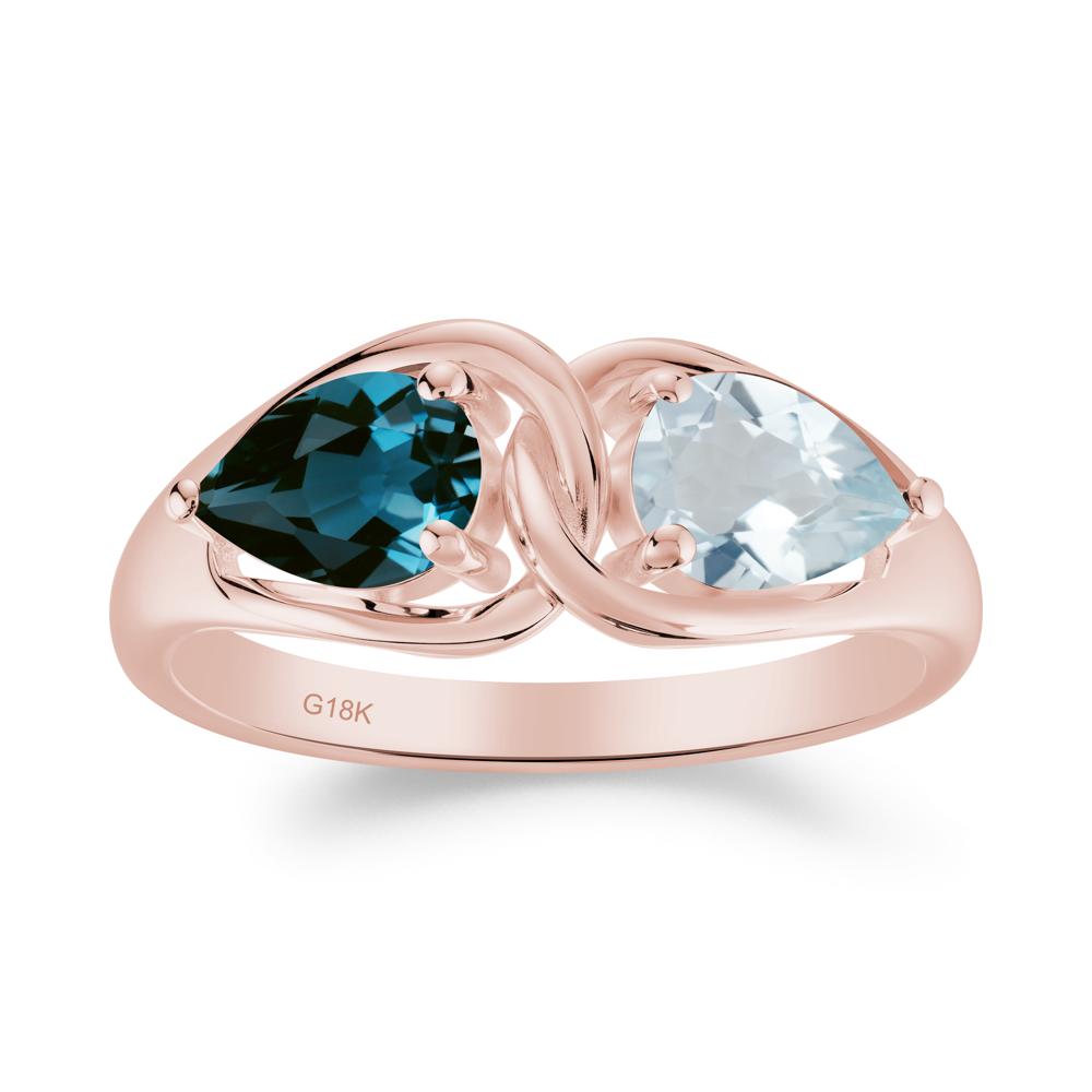 Pear Cut Aquamarine and London Blue Topaz Promise Toi Et Moi Ring - LUO Jewelry #metal_18k rose gold