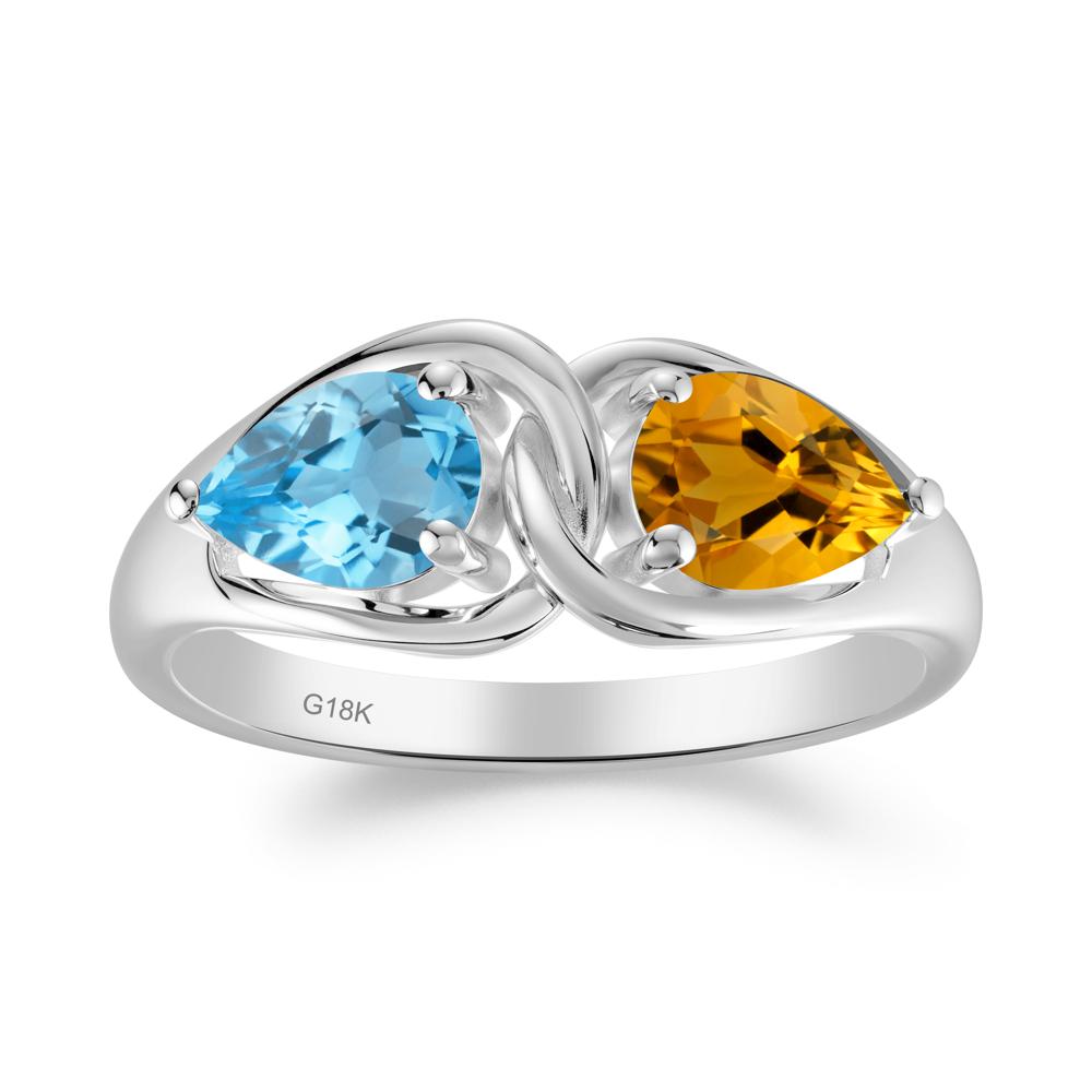 Minimalist Pear Cut Citrine and Swiss Blue Topaz Infinity Ring - LUO Jewelry #metal_18k white gold