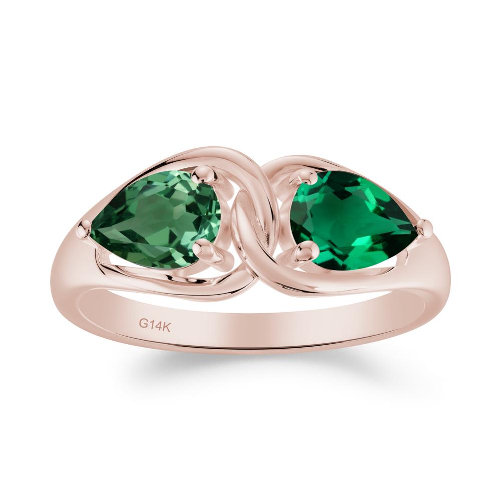 Minimalist Pear Cut Emerald and Green Sapphire Infinity Ring - LUO Jewelry #metal_14k rose gold