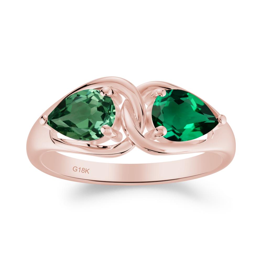 Minimalist Pear Cut Emerald and Green Sapphire Infinity Ring - LUO Jewelry #metal_18k rose gold