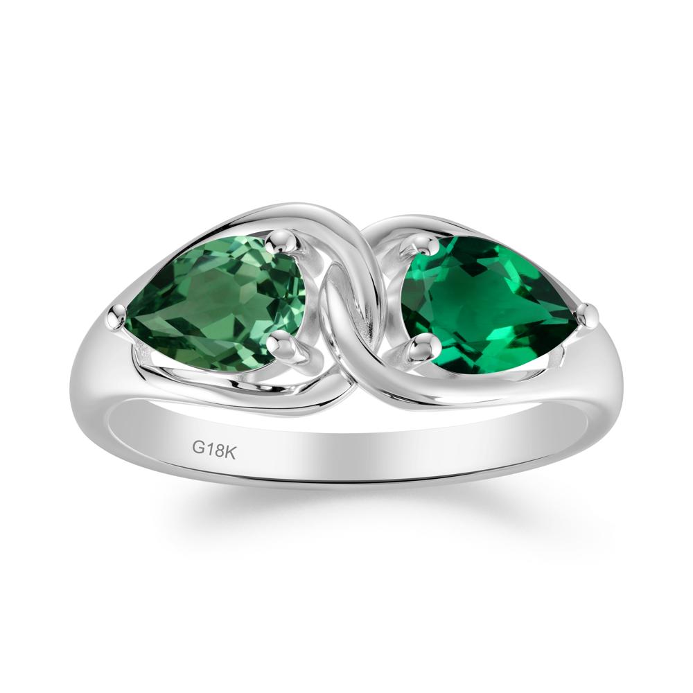 Minimalist Pear Cut Emerald and Green Sapphire Infinity Ring - LUO Jewelry #metal_18k white gold