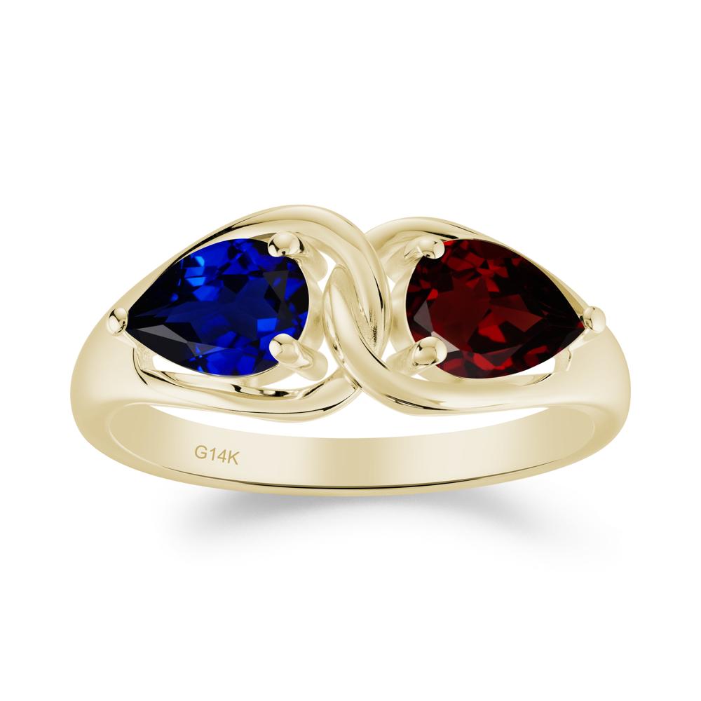 Pear Cut Garnet and Sapphire Promise Toi Et Moi Ring - LUO Jewelry #metal_14k yellow gold