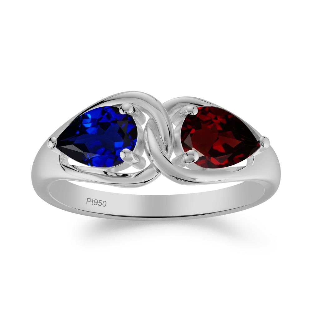 Pear Cut Garnet and Sapphire Promise Toi Et Moi Ring - LUO Jewelry #metal_platinum