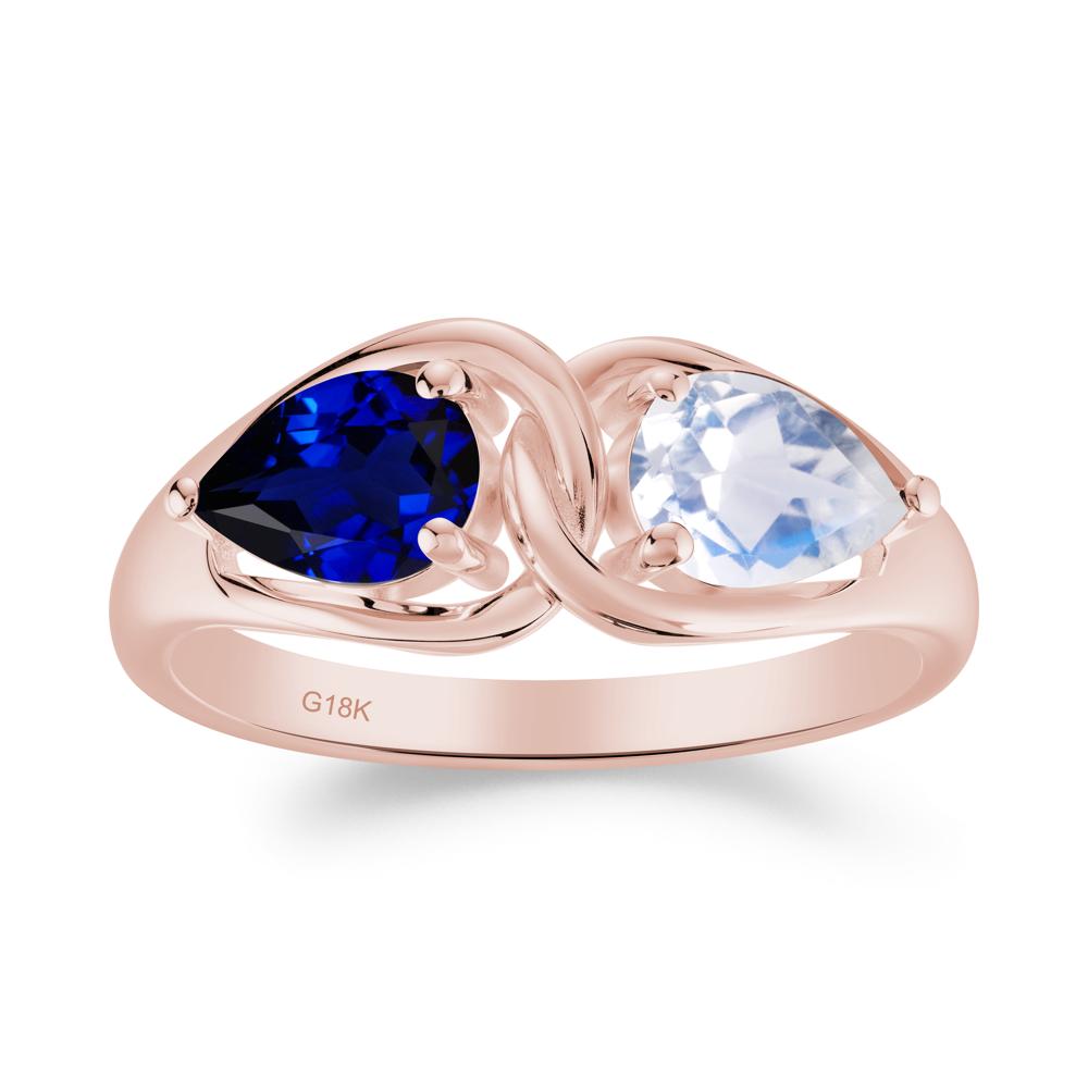 Pear Cut Moonstone and Sapphire Promise Toi Et Moi Ring - LUO Jewelry #metal_18k rose gold
