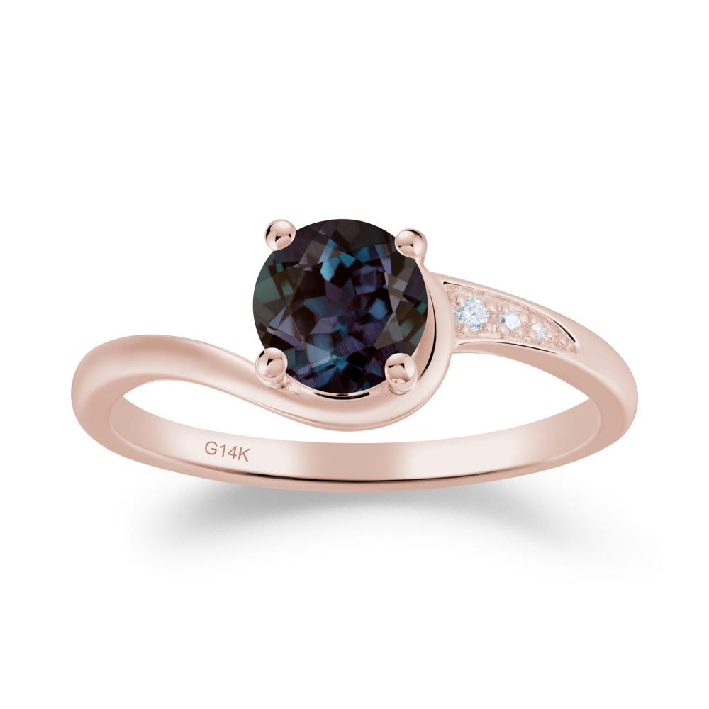 Round Cut Alexandrite Bypass Ring - LUO Jewelry #metal_14k rose gold