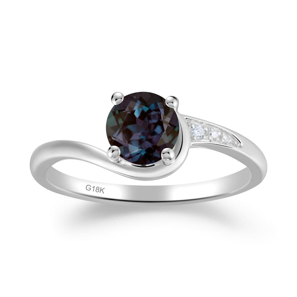Round Cut Alexandrite Bypass Ring - LUO Jewelry #metal_18k white gold