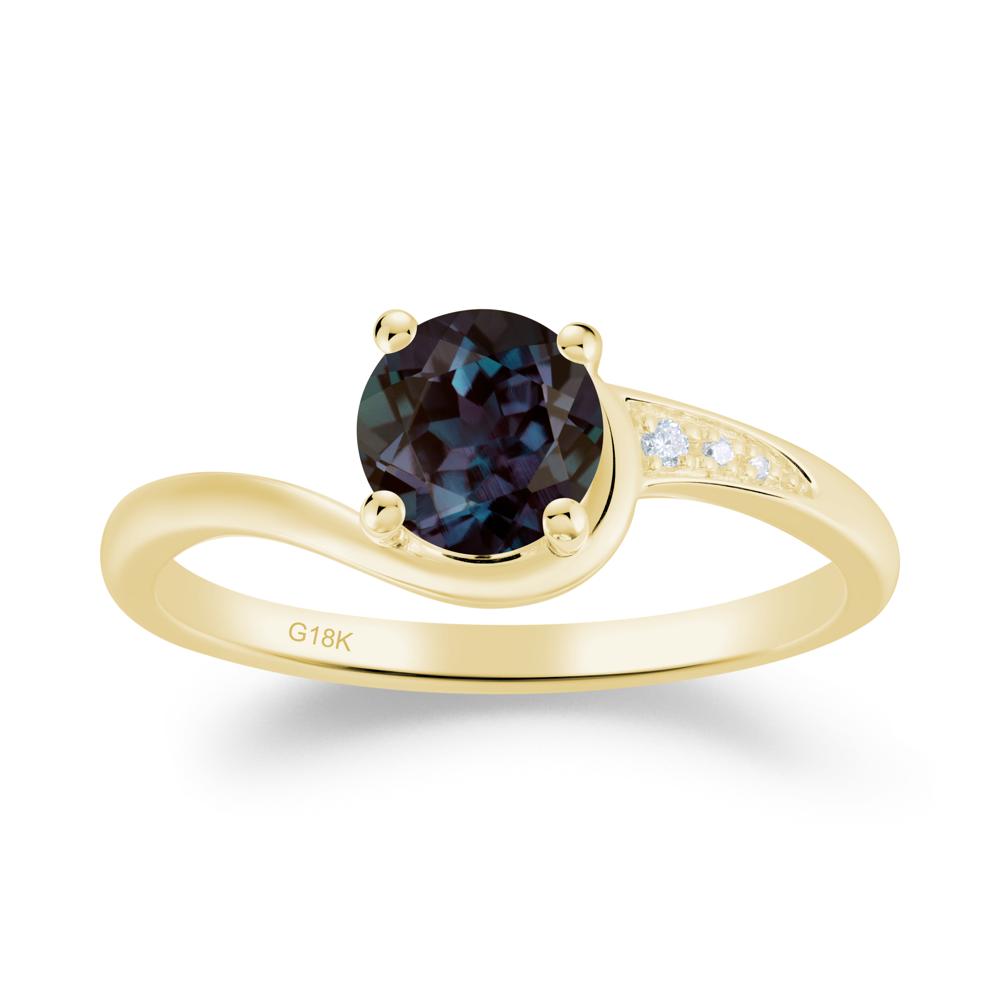 Round Cut Alexandrite Bypass Ring - LUO Jewelry #metal_18k yellow gold