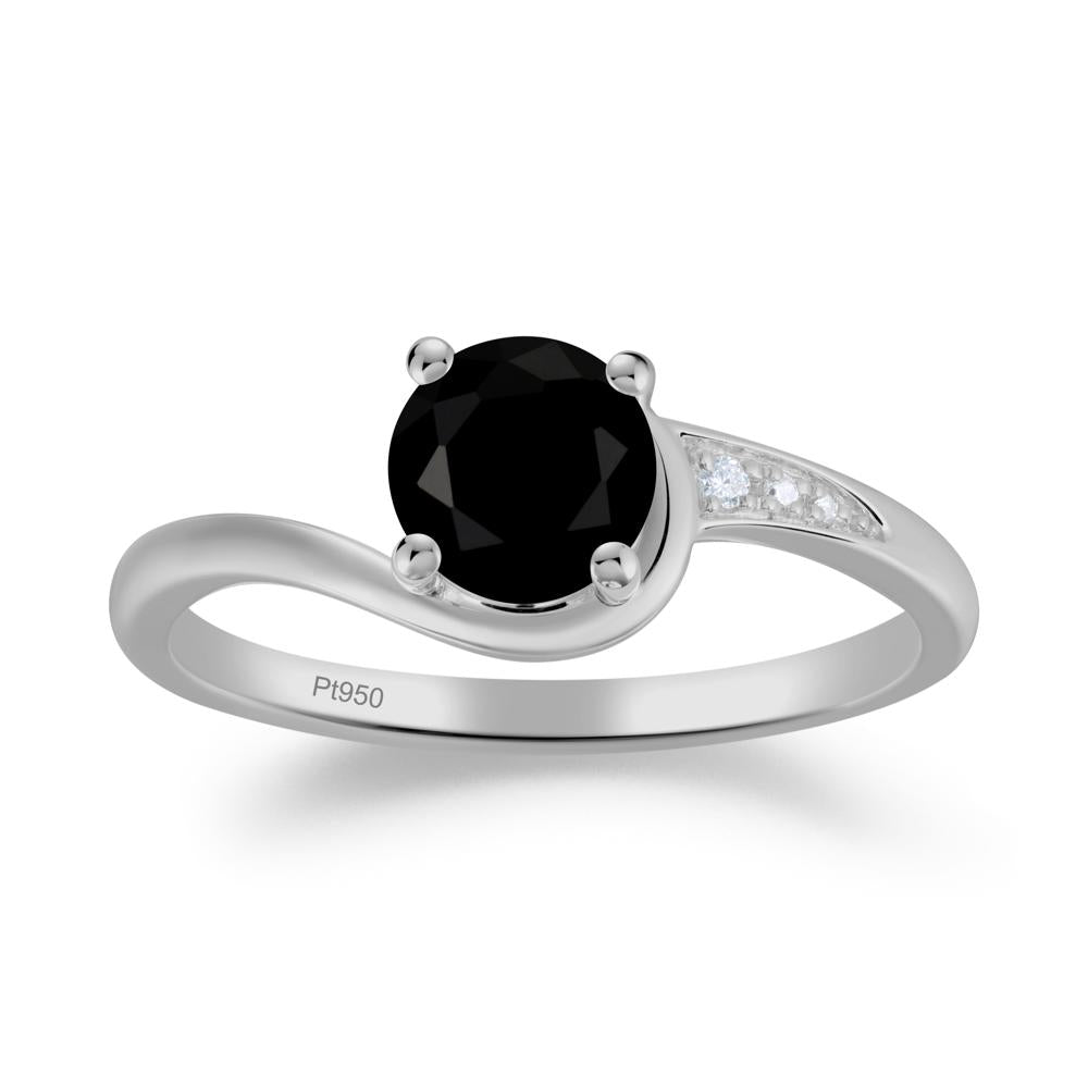 Dainty Round Black Spinel Ring for Women - LUO Jewelry #metal_platinum