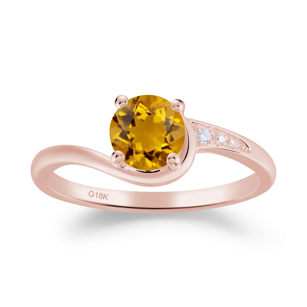 Round Cut Citrine Bypass Ring - LUO Jewelry #metal_18k rose gold