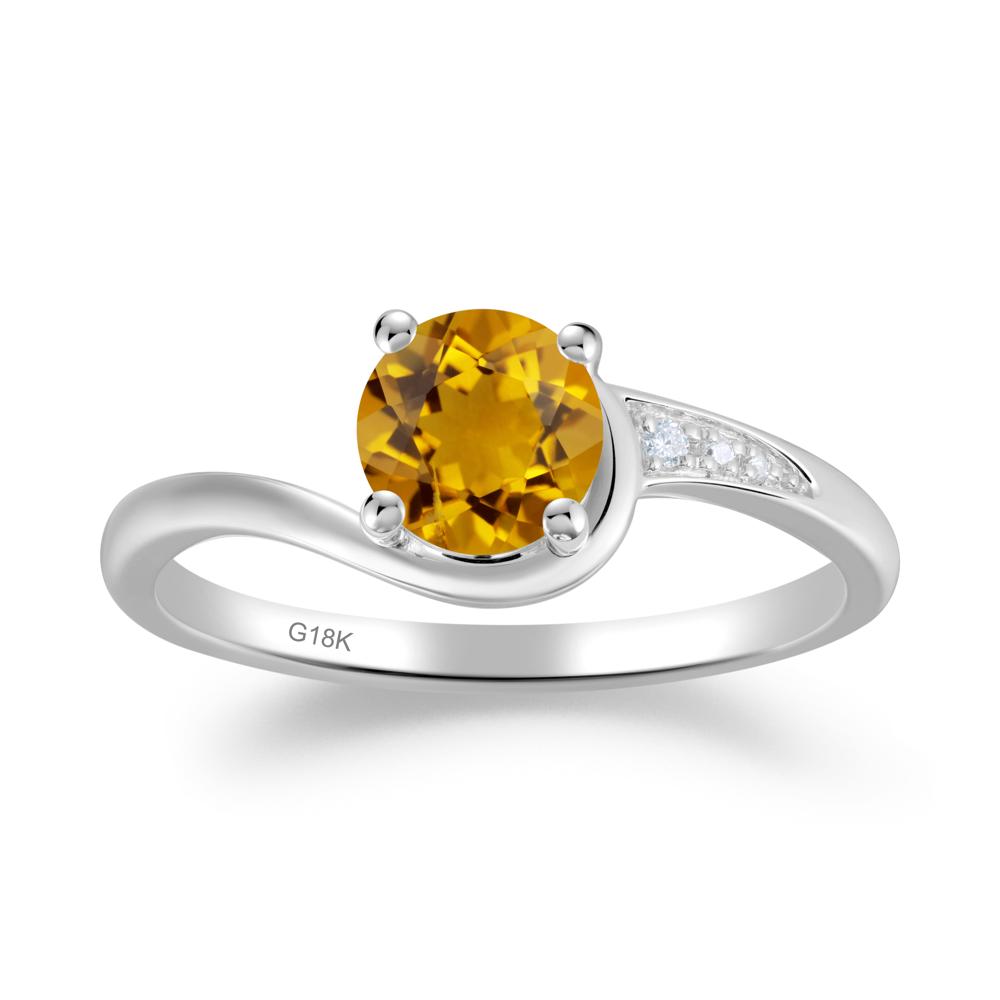 Round Cut Citrine Bypass Ring - LUO Jewelry #metal_18k white gold