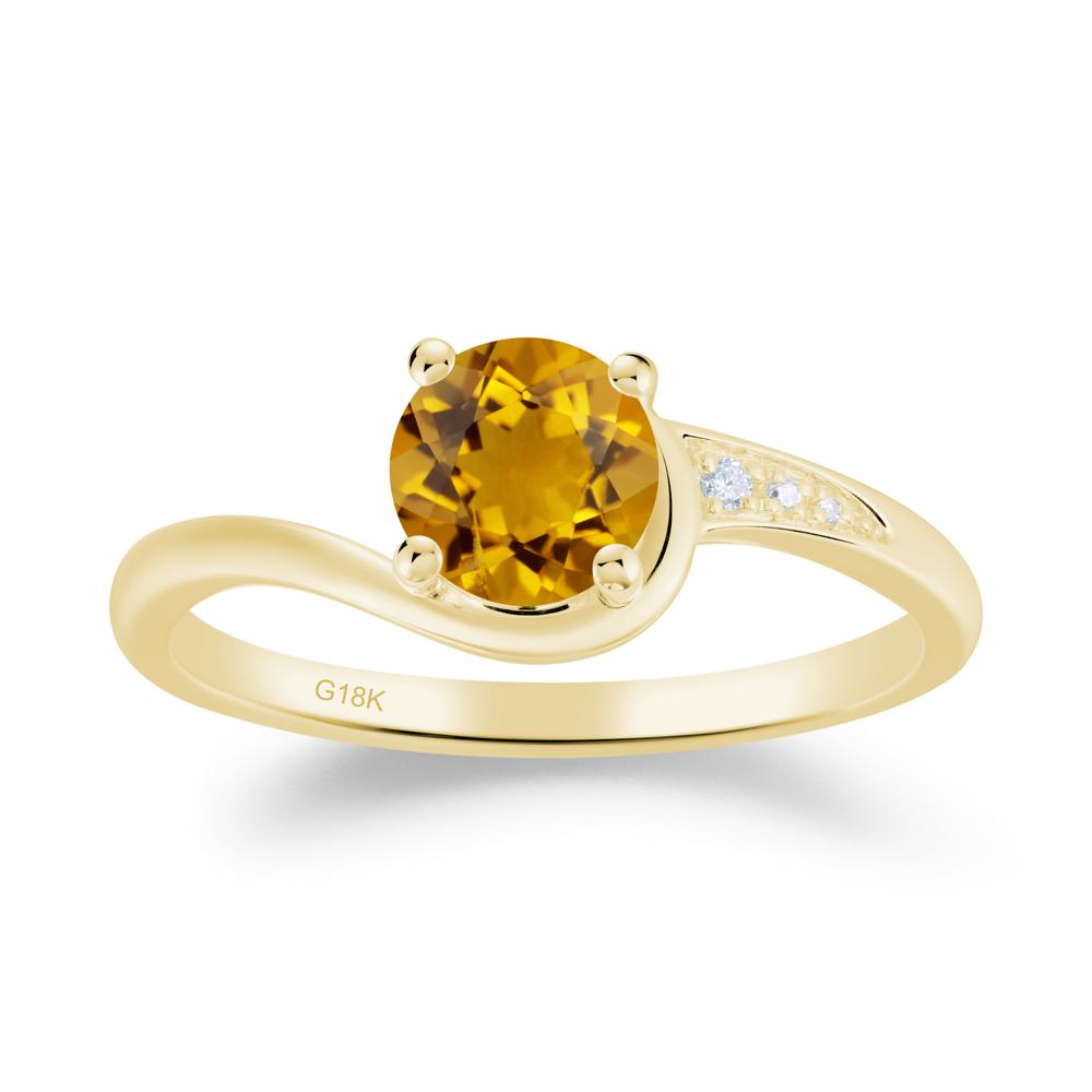 Round Cut Citrine Bypass Ring - LUO Jewelry #metal_18k yellow gold