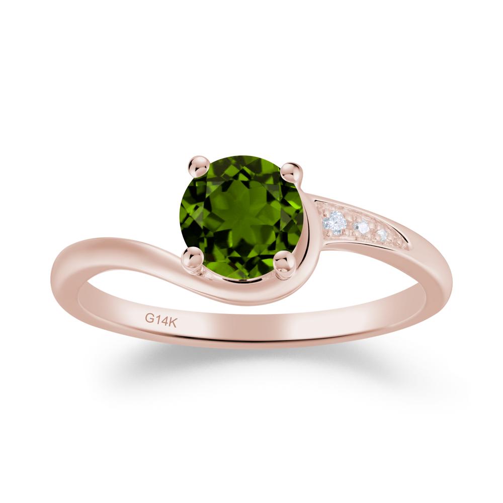 Round Cut Diopside Bypass Ring - LUO Jewelry #metal_14k rose gold