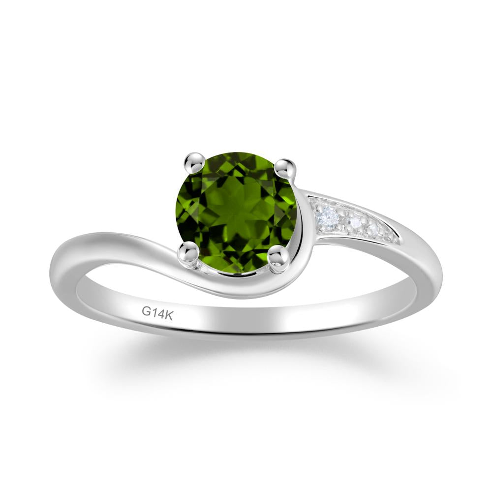 Round Cut Diopside Bypass Ring - LUO Jewelry #metal_14k white gold