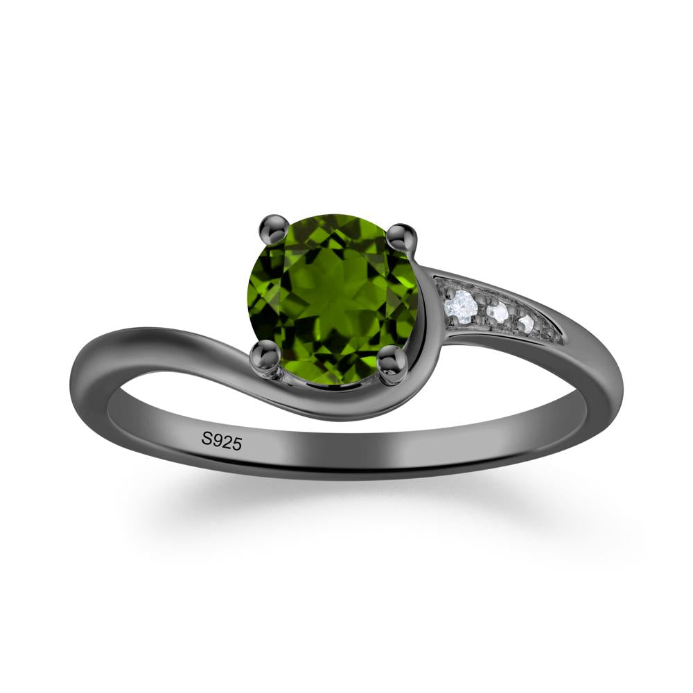 Round Cut Diopside Bypass Ring - LUO Jewelry #metal_black finish sterling silver