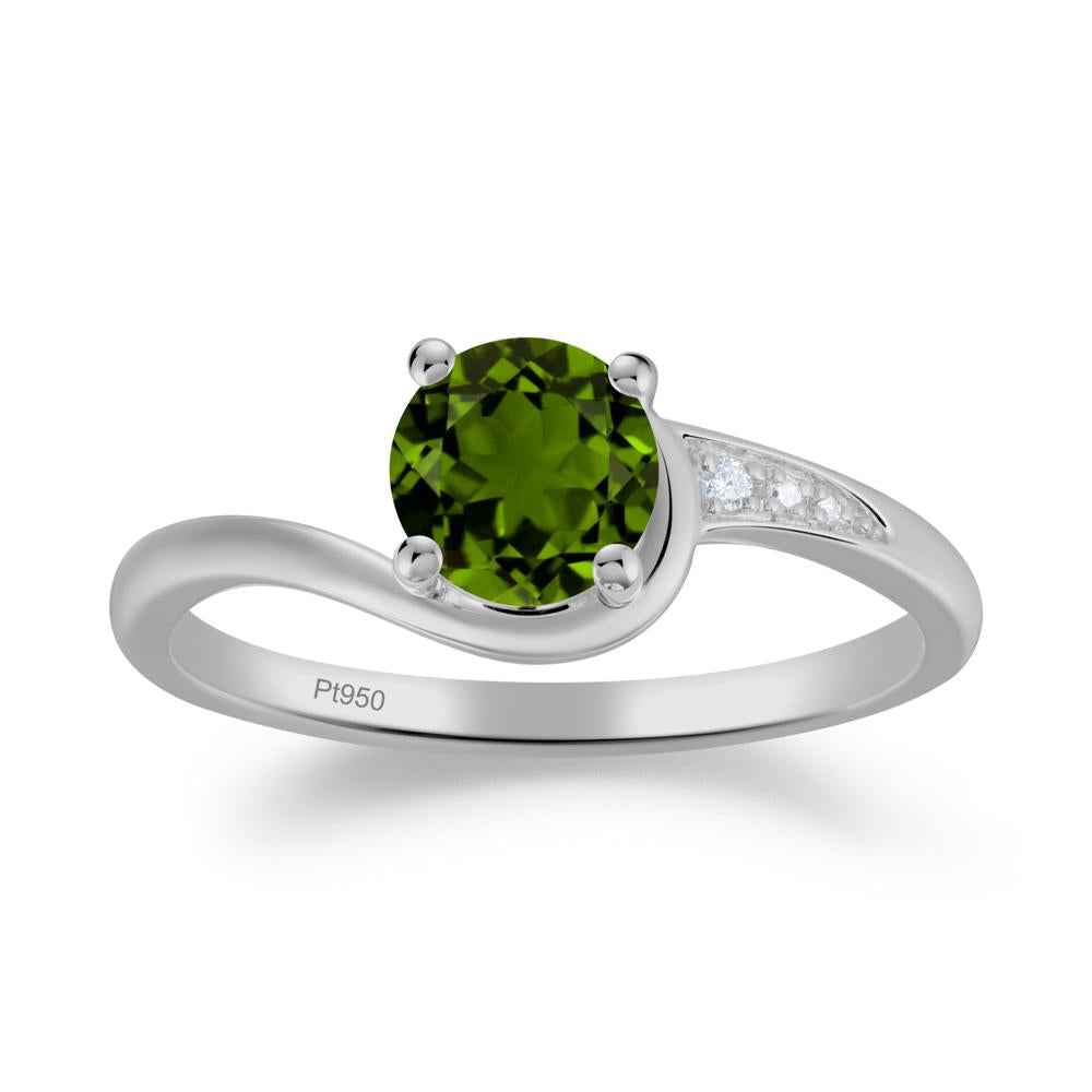 Round Cut Diopside Bypass Ring - LUO Jewelry #metal_platinum
