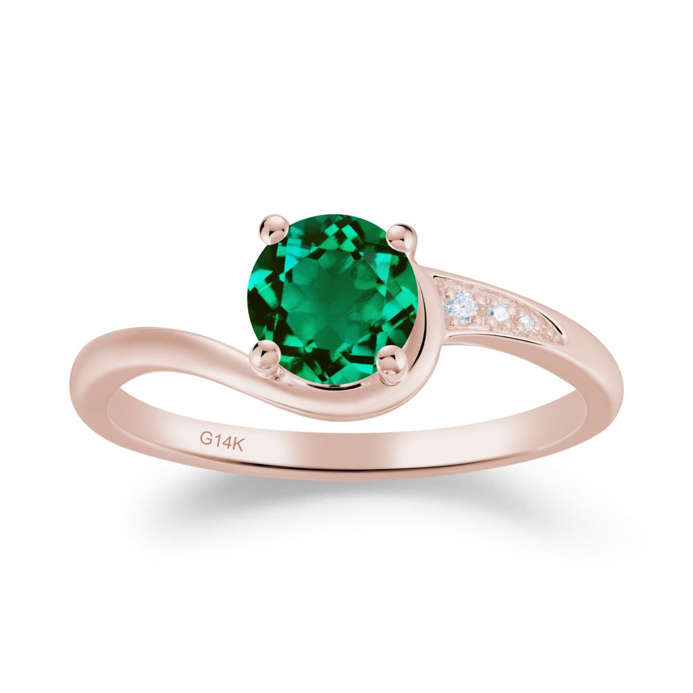 Dainty Round Emerald Ring for Women - LUO Jewelry #metal_14k rose gold