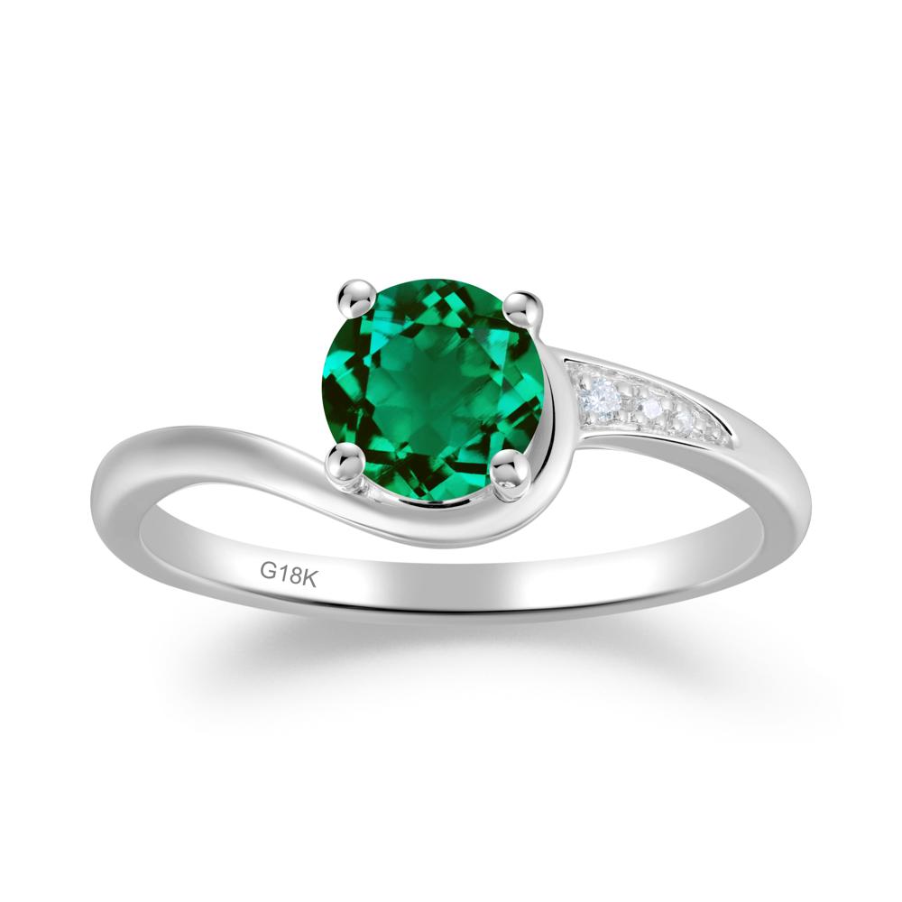 Dainty Round Emerald Ring for Women - LUO Jewelry #metal_18k white gold