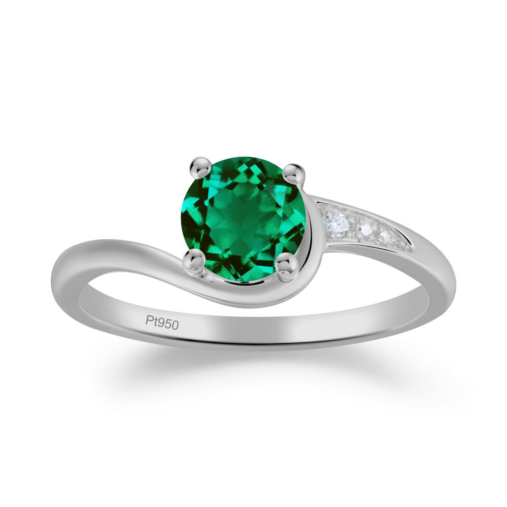 Dainty Round Emerald Ring for Women - LUO Jewelry #metal_platinum