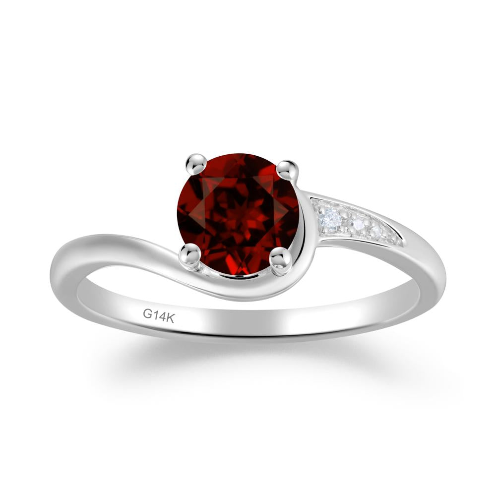 Dainty Round Garnet Ring for Women - LUO Jewelry #metal_14k white gold