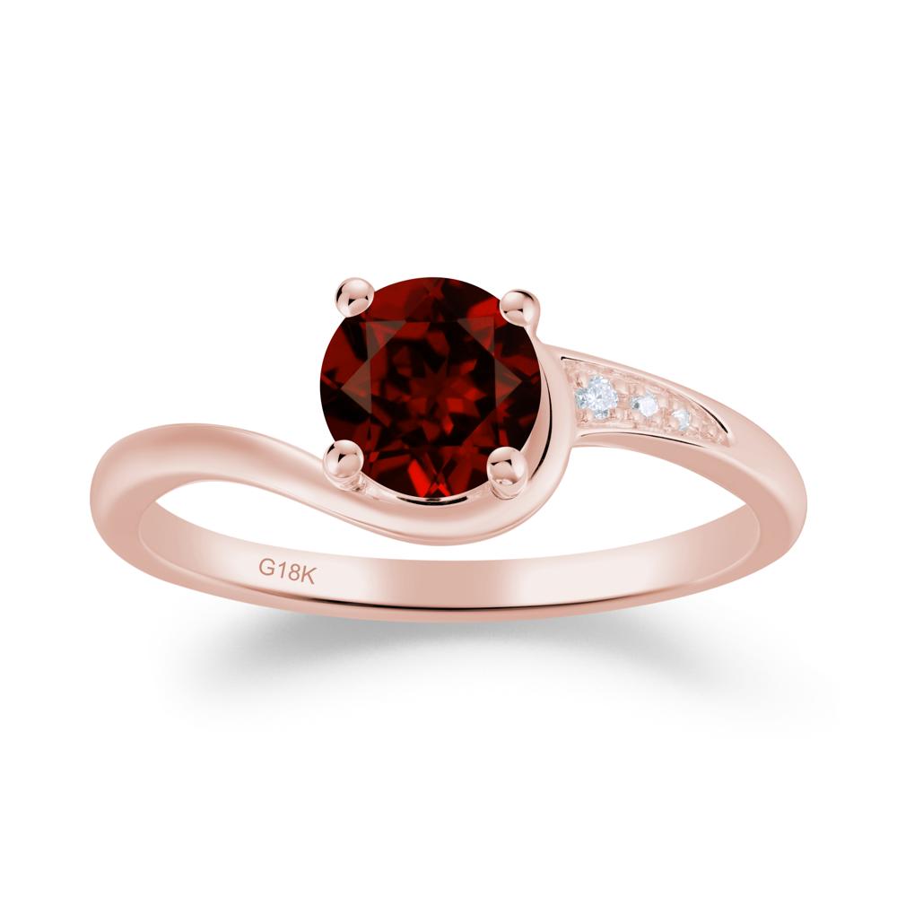 Dainty Round Garnet Ring for Women - LUO Jewelry #metal_18k rose gold