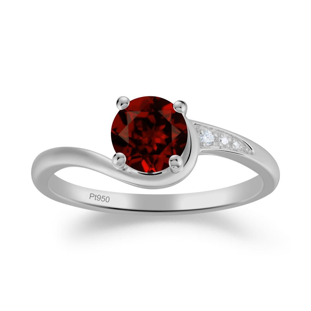 Dainty Round Garnet Ring for Women - LUO Jewelry #metal_platinum