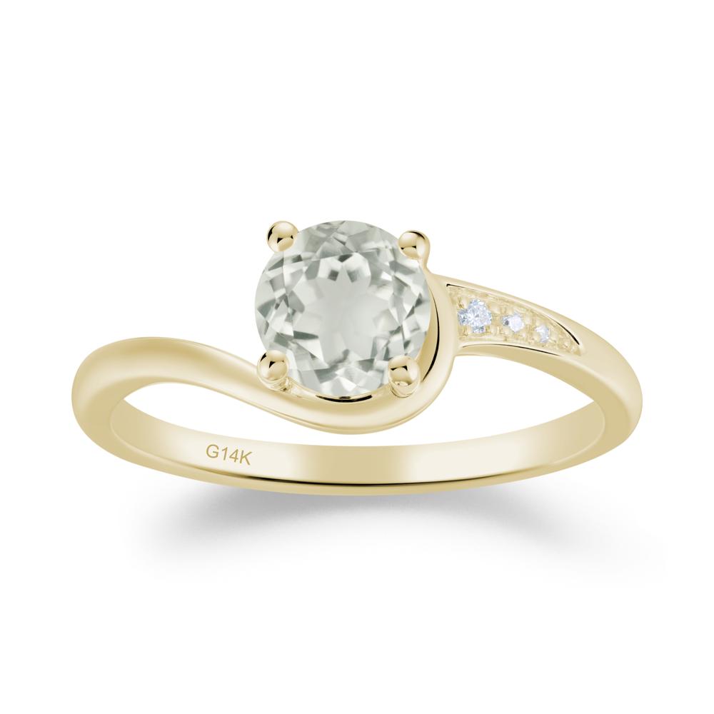 Round Cut Green Amethyst Bypass Ring - LUO Jewelry #metal_14k yellow gold