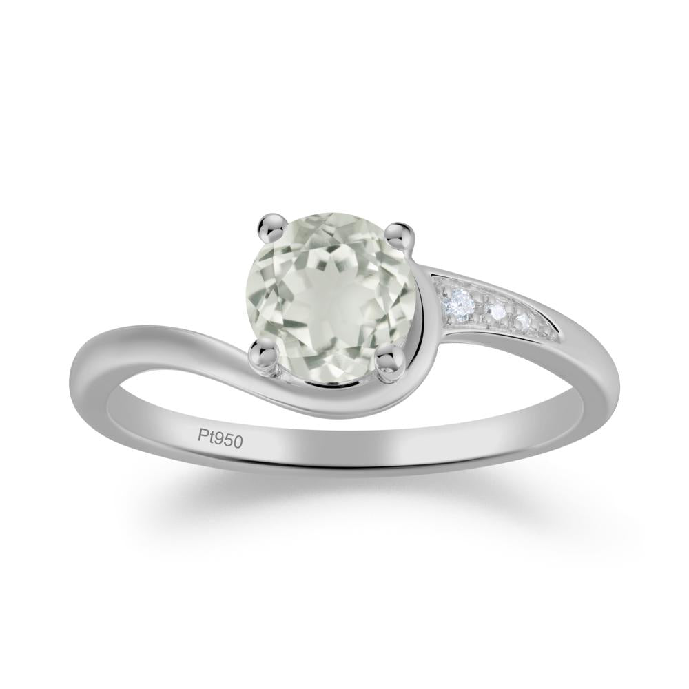 Round Cut Green Amethyst Bypass Ring - LUO Jewelry #metal_platinum