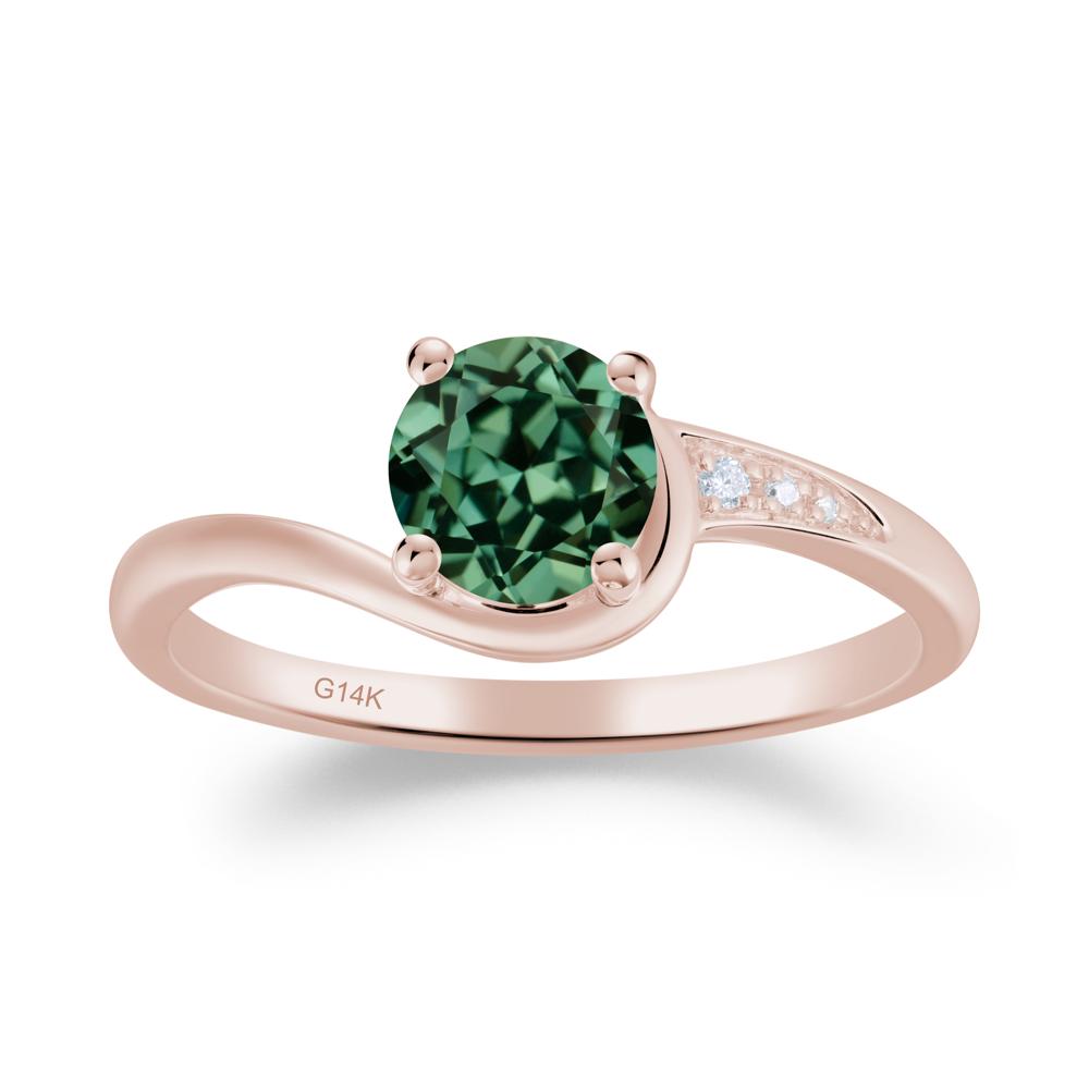 Dainty Round Green Sapphire Ring for Women - LUO Jewelry #metal_14k rose gold