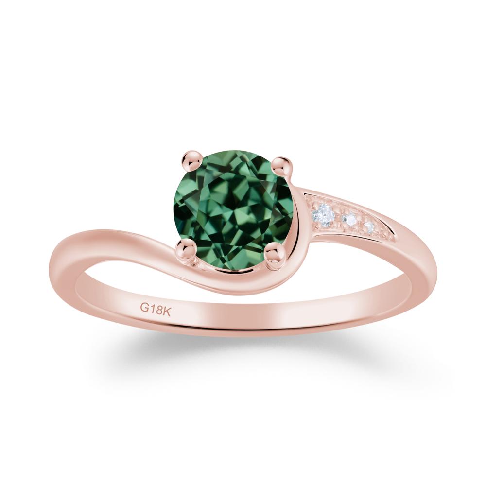 Dainty Round Green Sapphire Ring for Women - LUO Jewelry #metal_18k rose gold