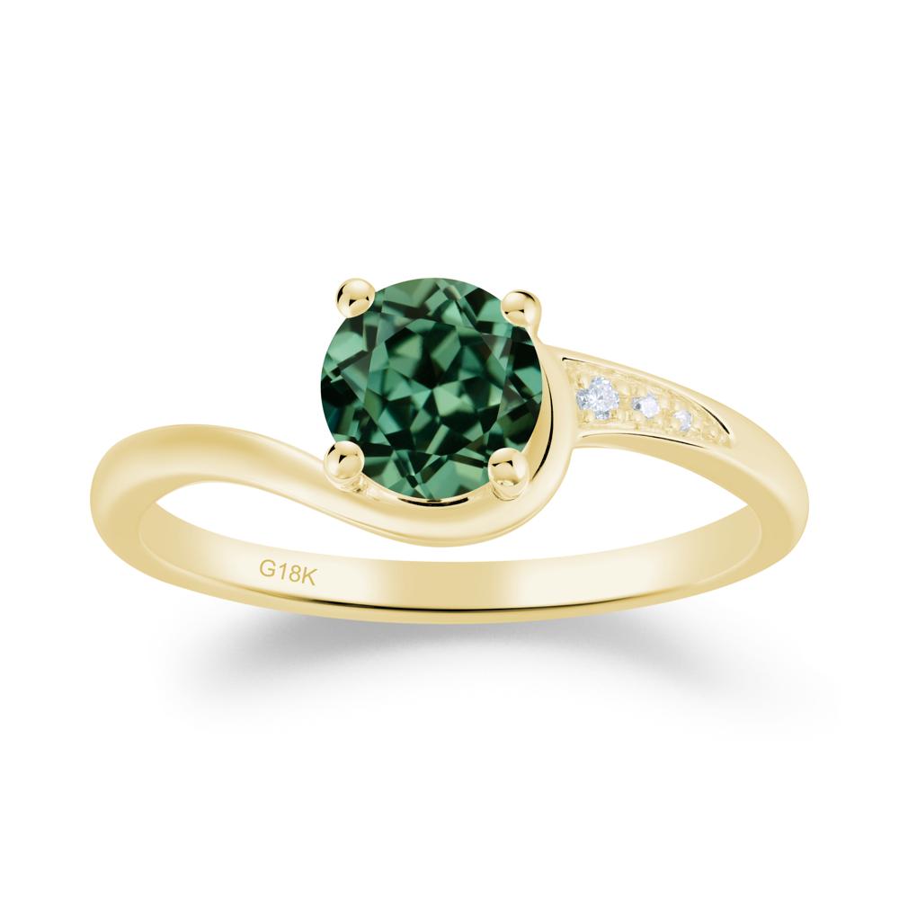 Dainty Round Green Sapphire Ring for Women - LUO Jewelry #metal_18k yellow gold