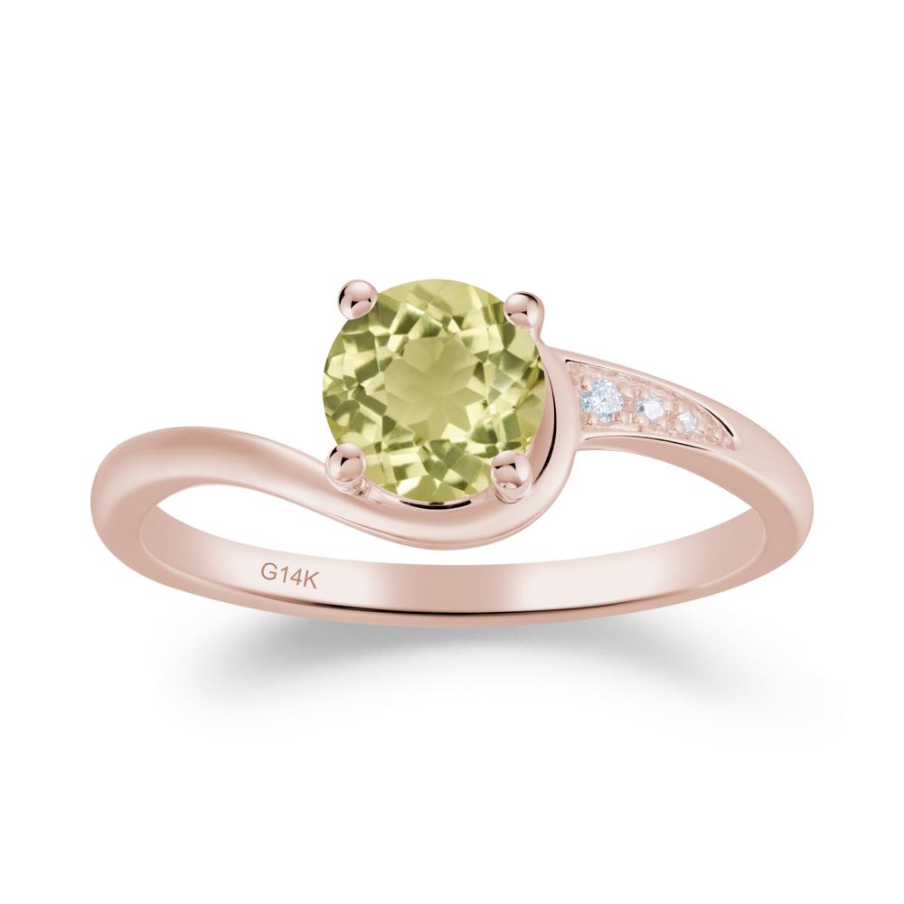 Round Cut Lemon Quartz Bypass Ring - LUO Jewelry #metal_14k rose gold