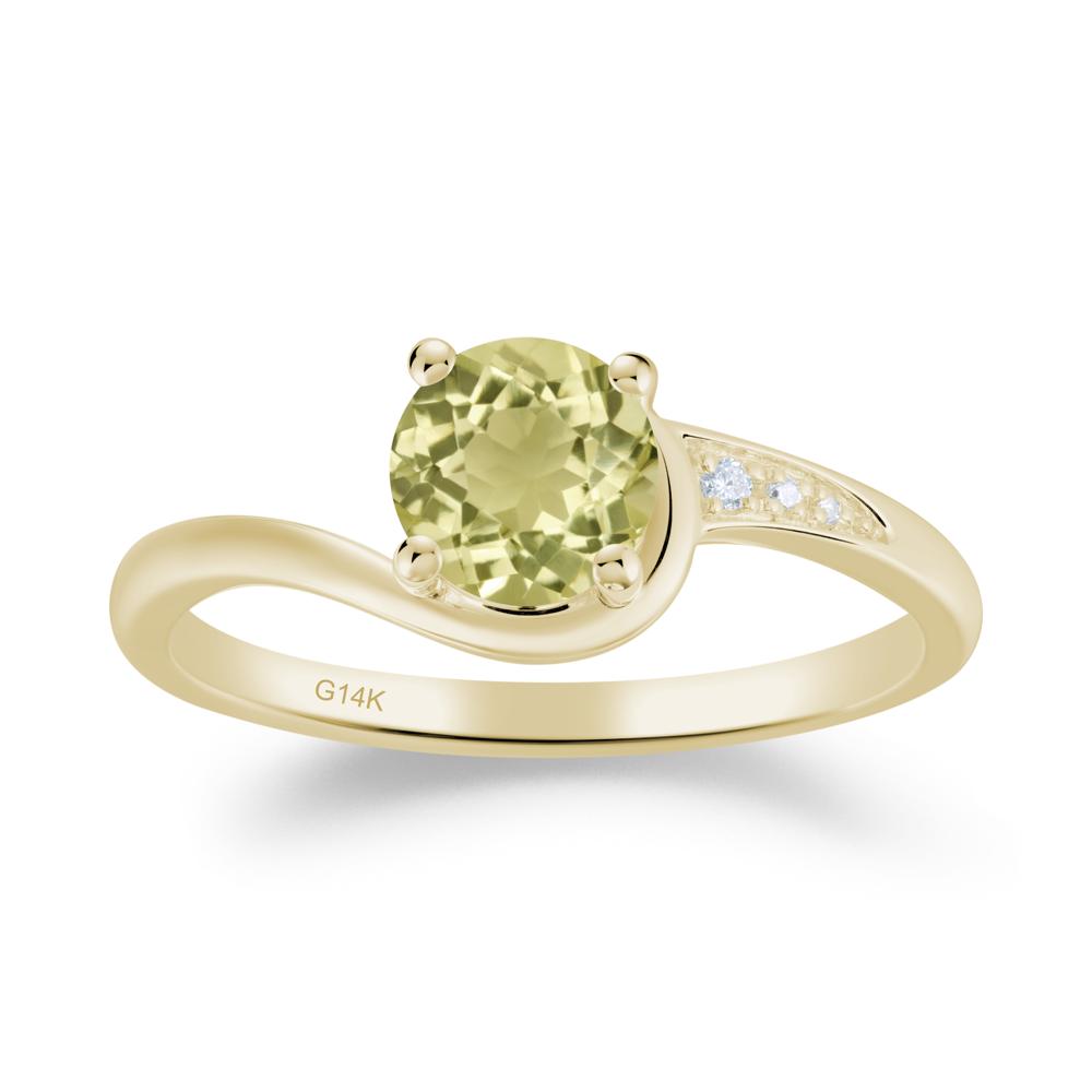 Round Cut Lemon Quartz Bypass Ring - LUO Jewelry #metal_14k yellow gold