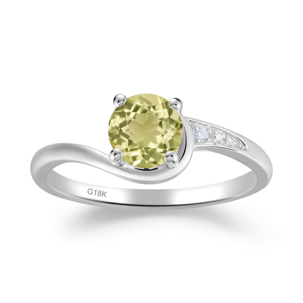 Round Cut Lemon Quartz Bypass Ring - LUO Jewelry #metal_18k white gold