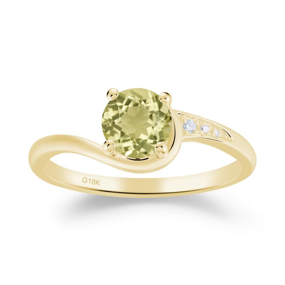 Round Cut Lemon Quartz Bypass Ring - LUO Jewelry #metal_18k yellow gold