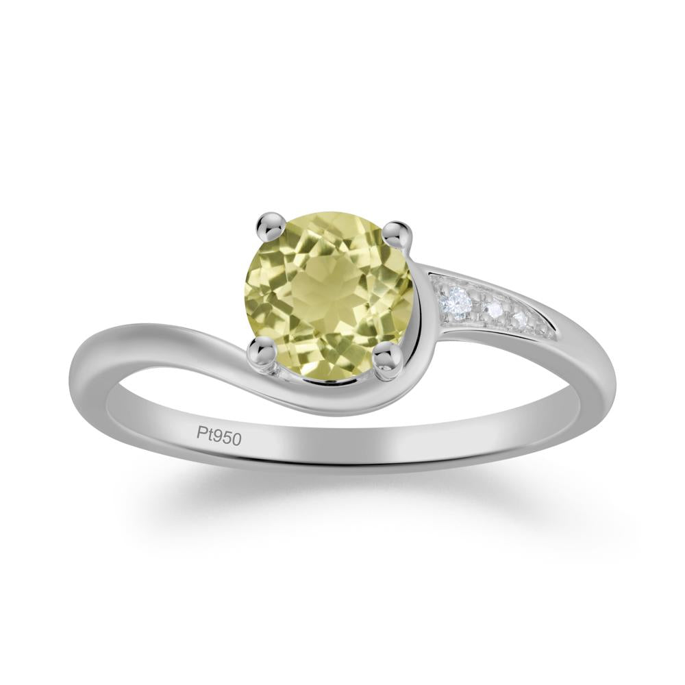 Round Cut Lemon Quartz Bypass Ring - LUO Jewelry #metal_platinum