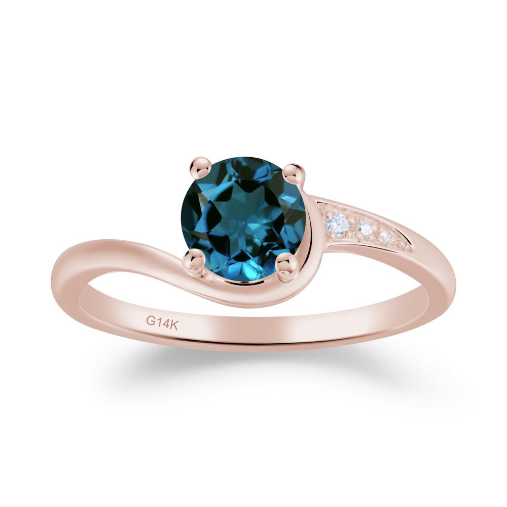 Dainty Round London Blue Topaz Ring for Women - LUO Jewelry #metal_14k rose gold