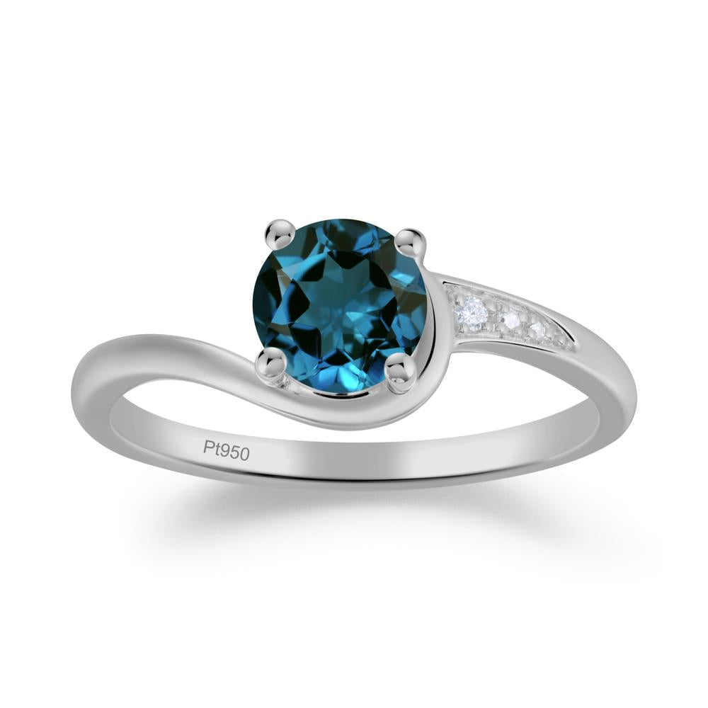 Dainty Round London Blue Topaz Ring for Women - LUO Jewelry #metal_platinum
