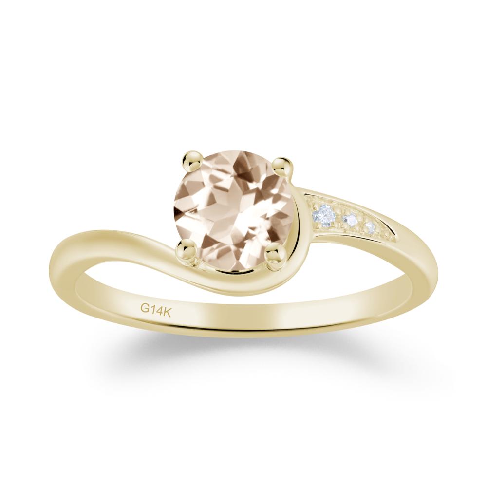 Dainty Round Morganite Ring for Women - LUO Jewelry #metal_14k yellow gold