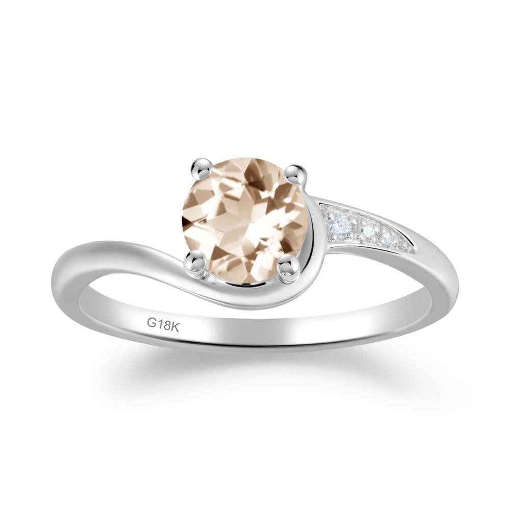 Dainty Round Morganite Ring for Women - LUO Jewelry #metal_18k white gold