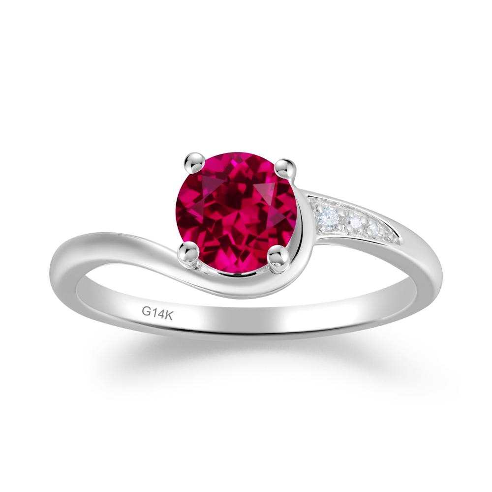 Round Cut Ruby Bypass Ring - LUO Jewelry #metal_14k white gold
