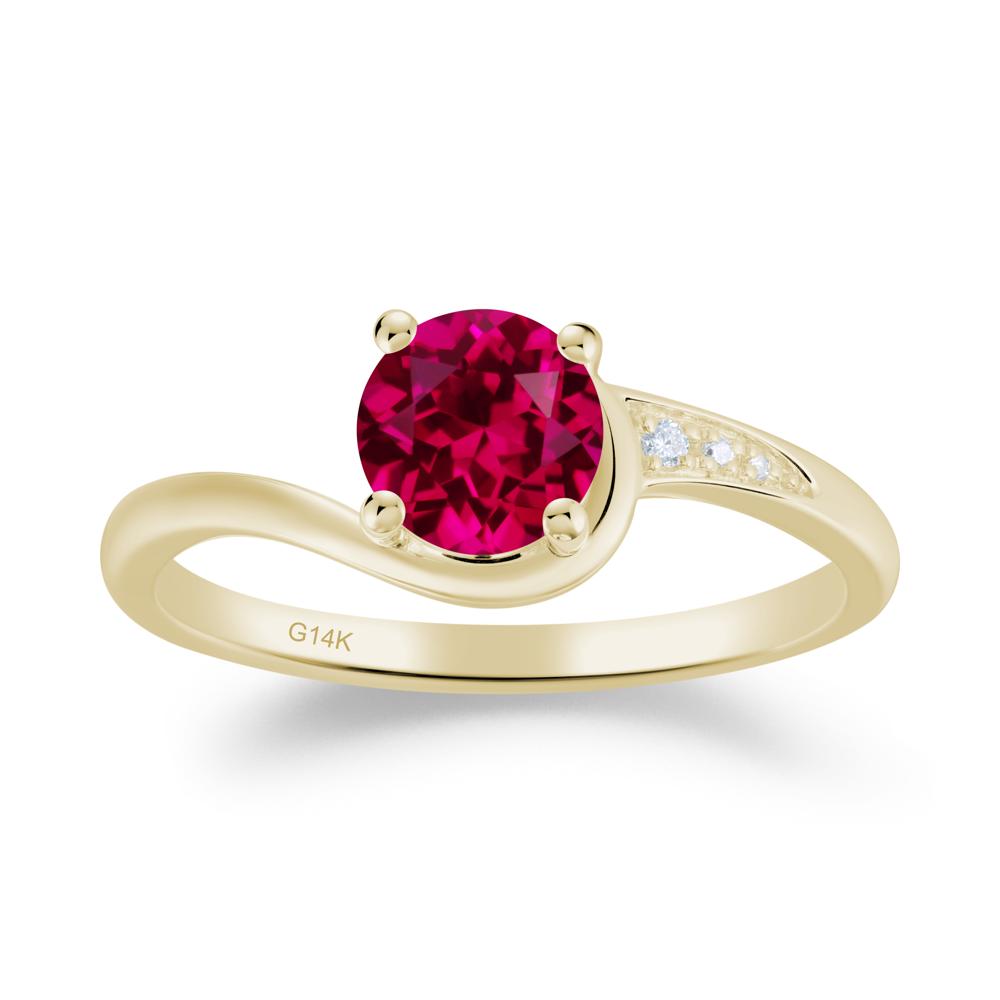 Round Cut Ruby Bypass Ring - LUO Jewelry #metal_14k yellow gold