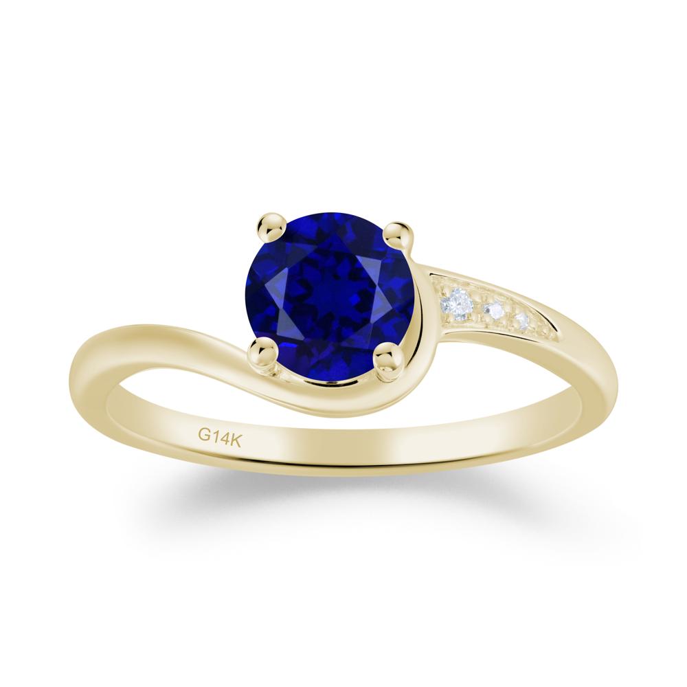 Dainty Round Sapphire Ring for Women - LUO Jewelry #metal_14k yellow gold