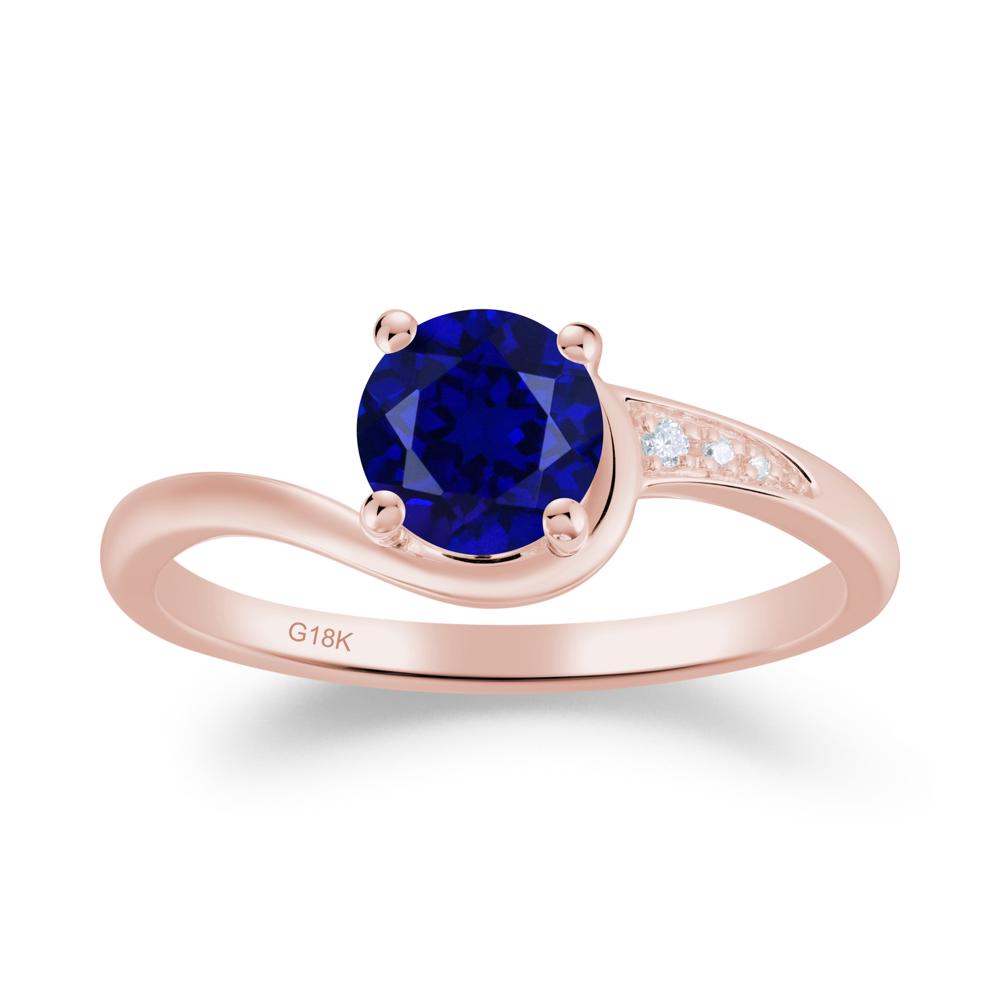 Dainty Round Sapphire Ring for Women - LUO Jewelry #metal_18k rose gold